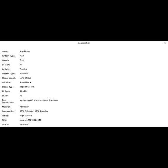 ROYAL BLUE SOLID SLIM CROP SPORTS TEE - Picture 5 of 6